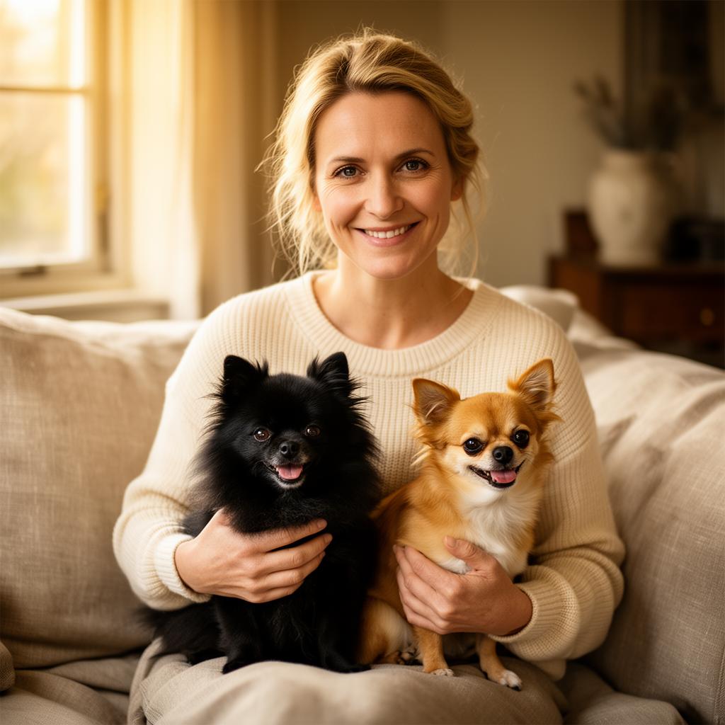 Sarah, founder of Awesome Dog Feast, preparing fresh meals in her Florida kitchen